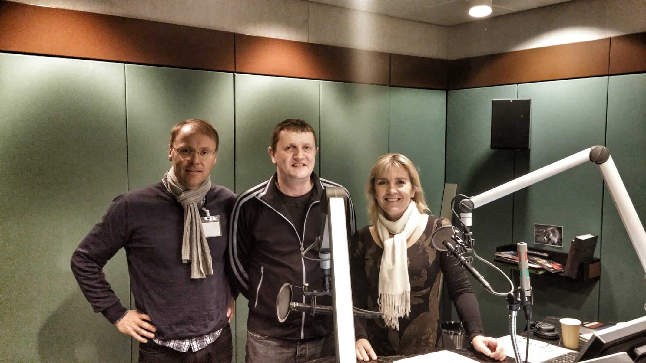 Me (left) being interviewed with my college at the National Radio